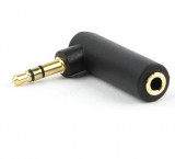 Adaptor audio Jack 3.5 mm Stereo tata in unghi Jack 3.5 mm mama Stereo GEMBIRD A-3.5M-3.5FL