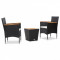 Set mobilier bistro 3 piese negru poliratan ?i lemn acacia