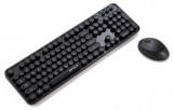Kit tastatura si mouse Wireless Serioux Retro dark 9900BK, US layout, USB, 1600 DPI (Negru)