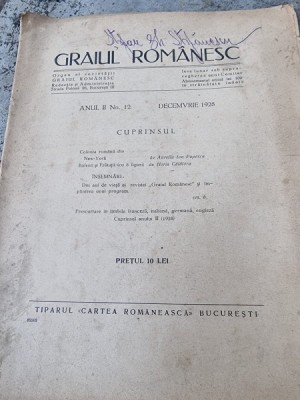 Graiul Romanesc Anul II Nr. 12 Decembrie 1928 foto