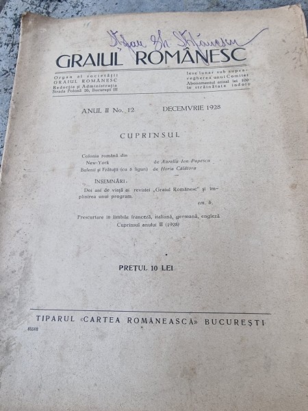 Graiul Romanesc Anul II Nr. 12 Decembrie 1928