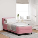 Cumpara ieftin Pat cu arcuri cu headboard Roz 80 x 200 cm Catifea