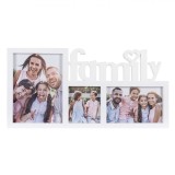 Ramă Foto 3D, Model Family, Dimensiuni 40x20cm, 3 Poze, Culoare Albă, Oem