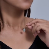 Cumpara ieftin Lantisor Auriu cu Pandantiv Vintage cu Zirconiu Albastru Aquamarin si Cristale