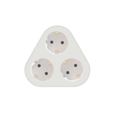 Stecher triplu Technik MT-3WH cu contact protectie 3x Schuko 3500W 16A alb foto
