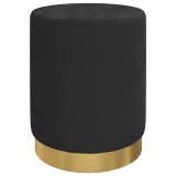 Cumpara ieftin Taburet depozitare rotund, negru, catifea 31 x 37 cm