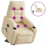 vidaXL Fotoliu electric de masaj rabatabil cu ridicare, crem, textil