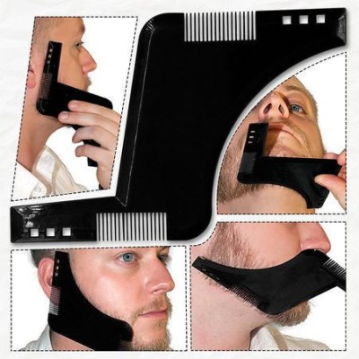 Set profesional pieptene / sablon contur barba &amp;amp; mustata + Brici profesional pentru barbierit si ras capilar, foto