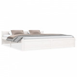 VidaXL Cadru de pat Super King 6FT, alb, 180x200 cm, lemn masiv