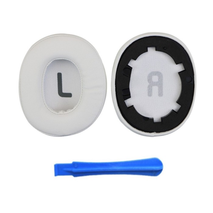 Set 2 bureti TXE pentru casti JBL Tune 710BT, 700BT, 750BTNC, 760NC, Over-Ear, Alb, Spuma cu memorie, Piele ecologica