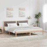 vidaXL Cadru de pat Gri taupe 200 x 200 cm Lemn de pin masiv 3394236