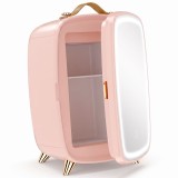 HOMCOM Frigider mic pentru cosmetice cu capacitate 6L cu ușă cu oglindă și lumini LED reglabile 24,3x19,4x35,6 cm Roz | Aosom Romania