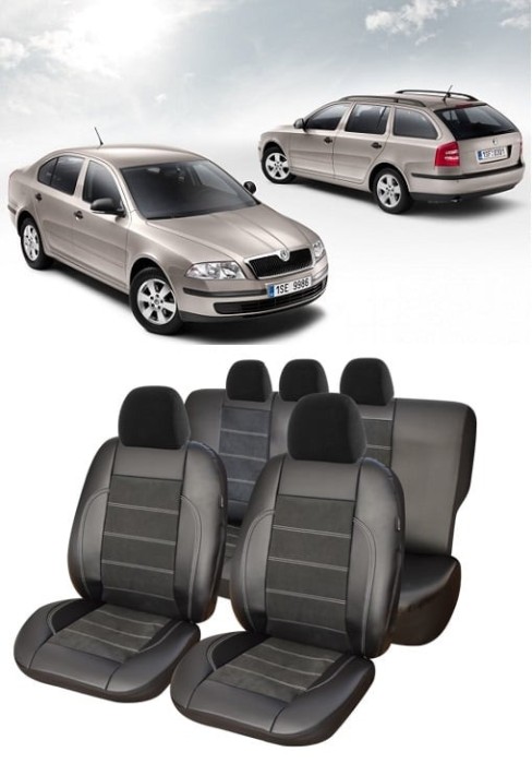 Set huse scaune piele Alcantara SKODA OCTAVIA II 2004-2010