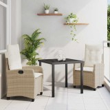 vidaXL Set de masă pentru grădină 3 pcs Bej poliratan 3380393