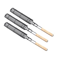 Set 3x suport frigarui tip gratar, maner de lemn