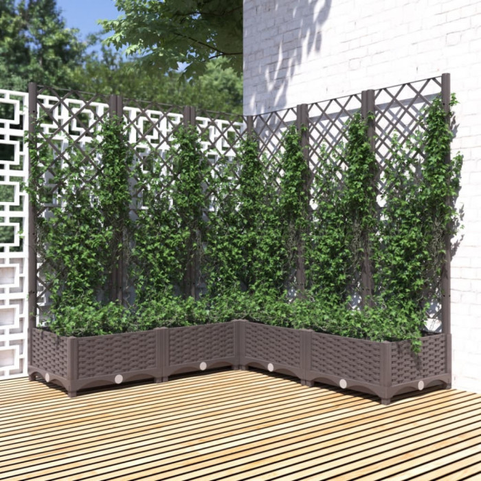 Jardiniera de gradina cu spalier, maro, 120x120x121,5 cm, PP GartenMobel Dekor