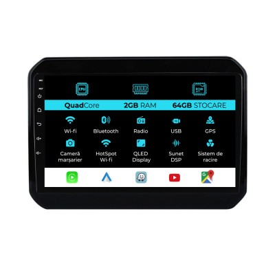 Navigatie Dedicata Suzuki Ignis (2016 - 2025), 9Inch, 2Gb Ram, 64Gb Stocare, Carplay foto