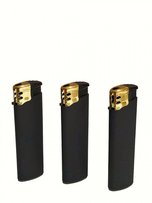 Set 3 Brichete Black Rubber Gold Cap