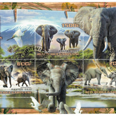 GABON 2022 - Fauna, Elefanti / set complet colita + bloc