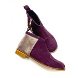 Ghete din piele intoarsa cu talpa joasa Mavi Burgundy