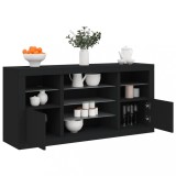 VidaXL Servantă cu lumini LED, negru, 142,5x37x67 cm