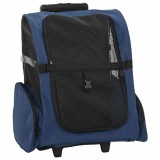 VidaXL Cărucior pentru animale de companie 3 &icirc;n 1, design albastru, 48x32x57 cm, material Oxford
