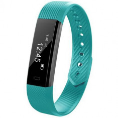 Bratara Fitness iUni ID115 Plus, Display OLED, Bluetooth, Pedometru, Monitorizare puls, Notificari, Android si iOS, Turquoise foto