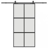 Cumpara ieftin Usa glisanta cu set de feronerie neagra sticla securizata