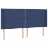 Tablie de pat cu aripioare, albastru, 203x16x118/128 cm, textil