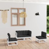 vidaXL Set mobilier de grădină cu perne, 4 piese, lemn masiv de pin 3076430