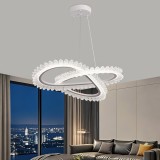 Lustra LED dimabila cu telecomanda LT187WH, cristal, 52W, inaltime reglabila