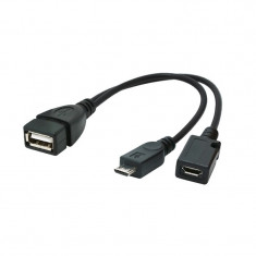 Cablu USB OTG AF + Micro BF la Micro BM, 0.15 m foto