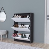 Dulap pantofi Aurskog 110x73,5x24cm pal antracit/alb [en.casa] HausGarden Leisure, [en.casa]