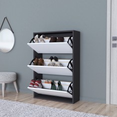 Dulap pantofi Aurskog 110x73,5x24cm pal antracit/alb [en.casa] HausGarden Leisure