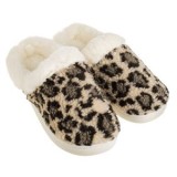 Papuci de Iarnă Animal Print cu Blană Artificială Albă pentru Femei, CMCLASS