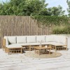 Gossi set mobilier de gradina, cu perne alb crem, 8 piese, bambus