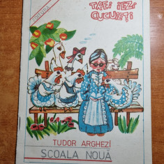 carte pentru copii-trei iezi cucuieti-scoala noua- de tudor arghezi- anul 1991