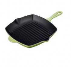 Grill-tigaie fonta emailata 26cm verde Handy KitchenServ foto