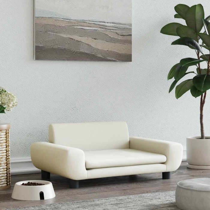 vidaXL Pat de c&acirc;ini, crem, 70x45x33 cm, catifea