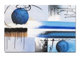 Cumpara ieftin Tablou abstract pictat manual, Calatorie prin spatiu, 90x60cm ulei pe panza, gata de expus pe perete