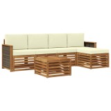 vidaXL Set de canapele de exterior cu pernă 6 pcs Natural și Crem 3384256