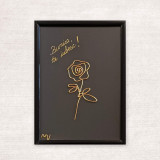 Bunica, te iubesc!, tablou din fir continuu de sarma placata cu aur, 13&times;18 cm