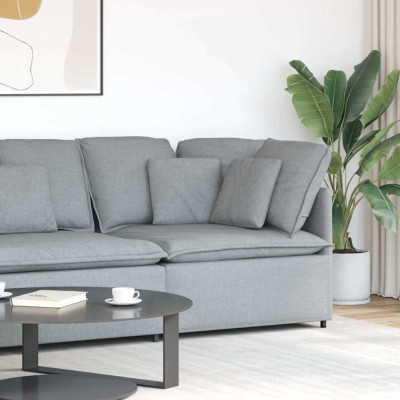 Modul modular de colț pentru canapea cu perne gri deschis 100cm foto