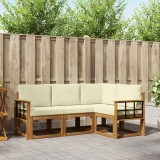 vidaXL Set de canapele de exterior cu pernă 4 pcs Natural și Crem 3366333