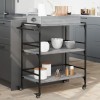 Carucior Bucatarie Gossi Gri Sonoma 81.5x41x92.5cm Lemn, Roti, Depozitare Alimente, Ustensile, Prosoape