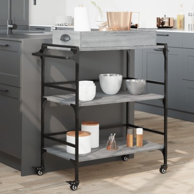 Gossi carucior de bucatarie, gri sonoma 81,5x41x92,5cm lemn prelucrat foto