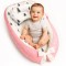 Cosulet Bebelusi pentru Dormit tip Baby Nest, cu Doua Fete, 0-24 Luni, 90x55cm, Husa Bumbac, Confort &amp; Siguranta, Alb/Roz - Pink