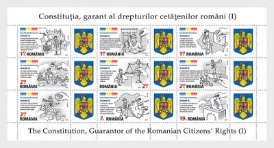 ROMANIA 2019 CONSTITUTIA Bloc cu 9 timbre+ 9 viniete LP2234a MNH** foto