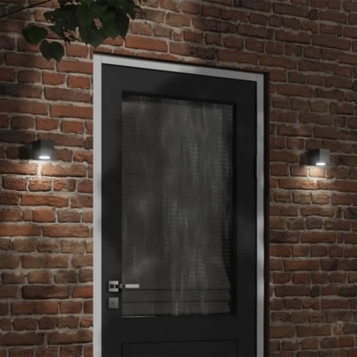 vidaXL Lămpi exterioare de perete cu LED 2 buc. negru, aluminiu turnat foto