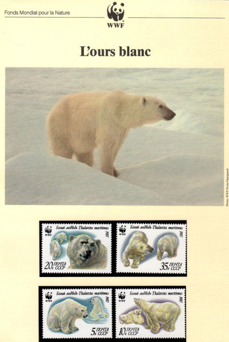 U.R.S.S. 1987 - Ursul polar, Set WWF, 6 poze, MNH, (vezi descrierea)